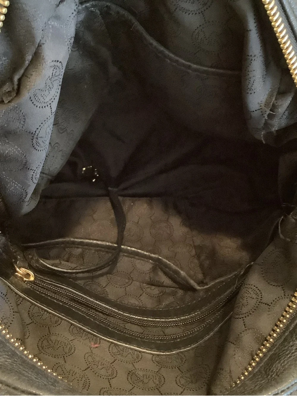 Michael Kors Black Leather Satchel with Gold Hardware